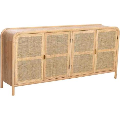 Aparador de madera y ratán marrón 180x40x82h cm