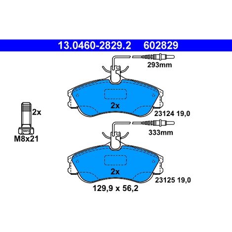 Kit de plaquettes de frein, frein à disque ATE 13.0460-2829.2 CITROËN 4251 54