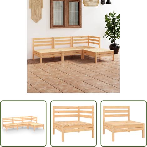 Holzsofa - 4-tlg. Garten-Lounge-Set Massivholz Kiefer (1/5)