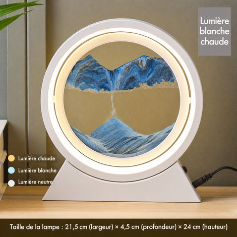 Lampe de chevet veilleuse 3D sable mouvant 10 pouces blanc et bleu rechargeable 10 rechargeable réf 6290 26 × 7 × 28 cm 850 g – Livraison gratuite