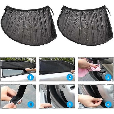 Lot de 2 pare-soleil universels de protection UV pour vitres arrière de voiture. (1/2)