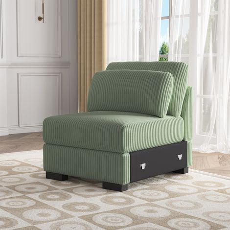 Poltrona modulabile a 1 posto con contenitore - 88x74x86 cm - Design moderno - in velluto a coste verde (1/3)