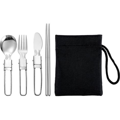 Couverts Pliants En Titane - Cuillère Fourchette Couteau Baguettes Détachables 23 Cm - Pour Randonnée Camping Voyage Extérieur - Lot De 4 (1/5)