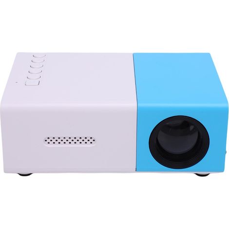 Projecteur portable HD 1080p pour home cinéma en extérieur, compatible avec cartes mémoire USB AV et interface multimédia HD pour téléphones et ordinateurs portables. Bleu et blanc, prise européenne. (1/5)