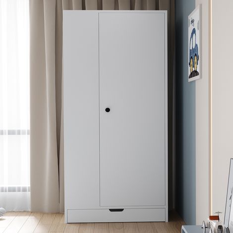 Armoire Moderne 1 Porte, Penderie Avec étagères - tiroirs et charnières de sécurité, Design, combinaison - bois Blanc (1/5)