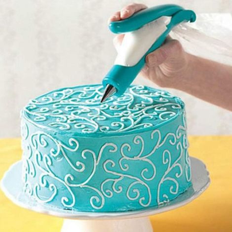 Kit de décoration de gâteaux avec stylo et poche à douille (bleu) (1/5)