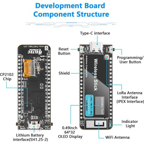 Lora V3 ESP Clé de développement sans Fil WiFi + BLE Lora LoRaWAN 863 928 MHz Prise en Charge du GPS GLONASS Galileo avec écran LCD pour Arduino (1/4)
