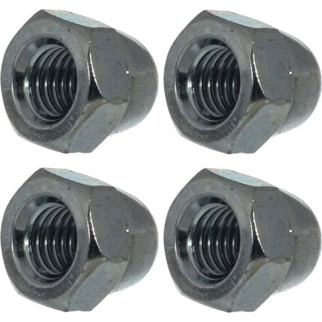 4x ecrou borgne hexagonal M14 acier zingué DIN 1587 bricolage finition serrage