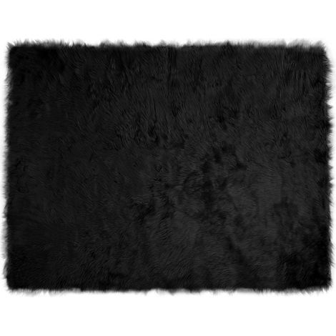 Maison Exclusive - Alfombra de de oveja sintética TAFALLA Negro 2