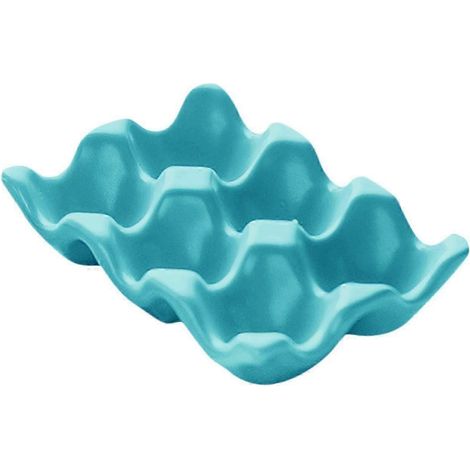 Eierablage mit 6 Fächern, Eierspender für 6 frische Eier, rutschfester Eierbehälter für Kühlschrank, Restauranttheke, Zuhause-Blue (1/5)