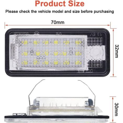 Lampade LED targhe auto 2 pezzi, super luminose, 6500K, bianco xenon, 18 SMD, per A/udi A3 S3 A4 S4 A6 S6 C6 A8 S8 Q7 RS4 RS6 (1/3)