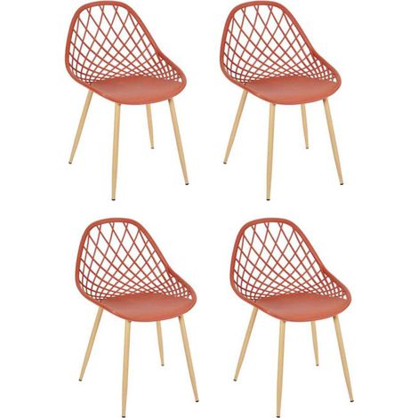 Paris Prix – Lot de 4 chaises terracotta 80cm – Polypropylène et métal – Usage intérieur et extérieur – Assise confortable (1/5)