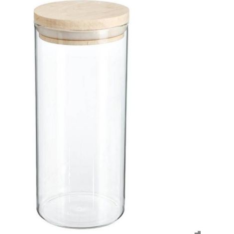 Bocal - Couvercle Bois - Verre Borosilicate - Rangement Alimentaire - 1.3 L - D 10 X H 22 Cm - 1 Piece (1/4)