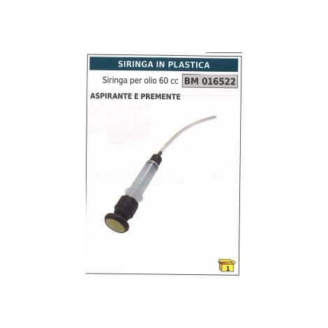 Siringa in plastica per olio 60 cc aspirante e premente codice 016522