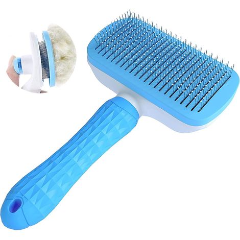 Brosse autonettoyante à l'huile pour chiens et chats, permettant d'éliminer le sous-poil, les nœuds et les poils emmêlés, les pellicules et les saletés. (1/3)