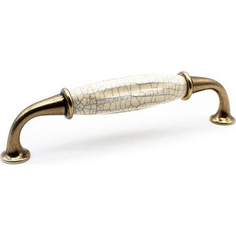 Poignee de Meuble Vintage 4 Poignée Meuble Vintage Laiton Vieilli 144 35mm Zinc-Aluminium et Porcelaine Poignée pour Poignee de Meuble Cuisine, Poignée de Porte, Tiroir (1/5)