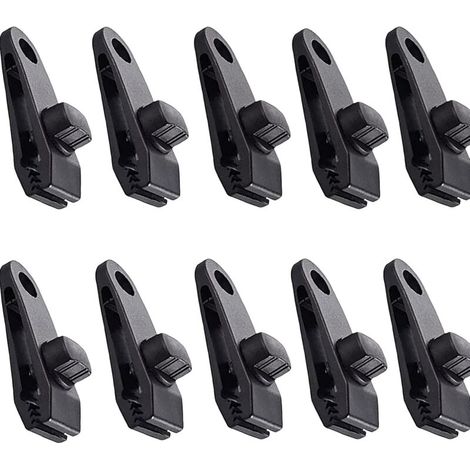 Clips de bâche, 10 pièces, pince pour tente, auvents, camping, activités en plein air, noir. (1/4)