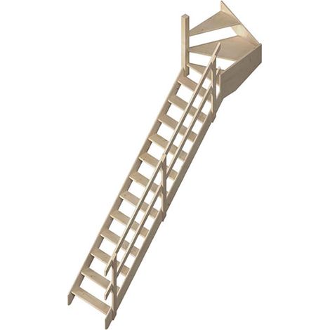 Scala in legno a 15 gradini - Altezza da superare 3,20 m - Con ringhiera - Larghezza 0,68 m - COTTAGEJ-LGH-320