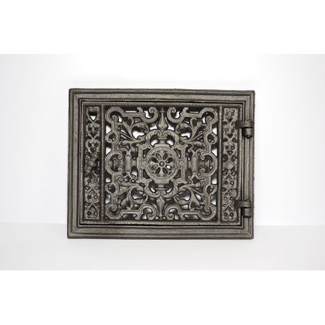 DZ054 - 32 x 25,5 - durchbrochene Gusseisentür, Antiksilber