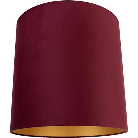 [GEBRAUCHT] B-Ware Qazqa Lampenschirm Schirm Samt Rot Textil Goldene Innenseite 40cm