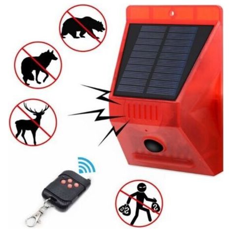 Alarme sirène solaire fort son 129dB stroboscope avec télécommande Capteur de mouvement de contrôle pour Home Farm Villa en plein air, Système d'alarme et accessoires (1/4)