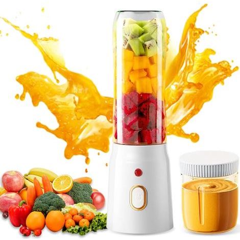Mixeur portable à emporter - 450 ml - Mixeur portable avec 10 lames - Mini gobelet avec couvercle - Rechargeable par USB - Pour jus de fruits, smoothies et aliments pour bébé (1/5)
