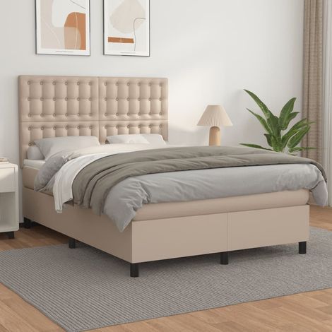 Boxspringbett Matratze Cappuccino-Braun 140x200cm Kunstleder (1/5)