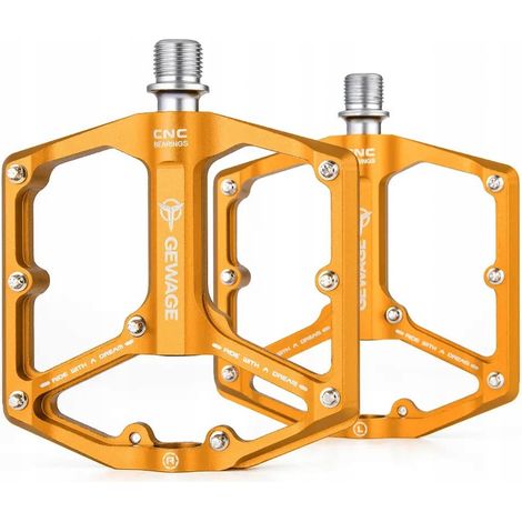 Pédales de vélo plates en aluminium Gewage, 3 roulements étanches, jaunes (1/5)