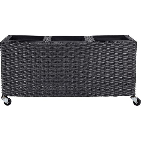 Blumenkübel BELLIS 82 cm Schwarz Polyrattan (1/5)
