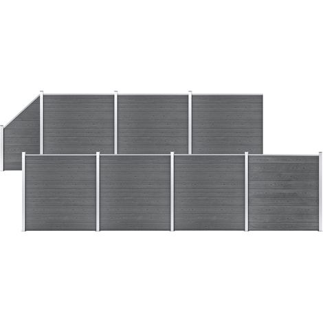 Set de valla 7 cuadradas + 1 oblicua WPC gris 1311x186 cm (1/5)