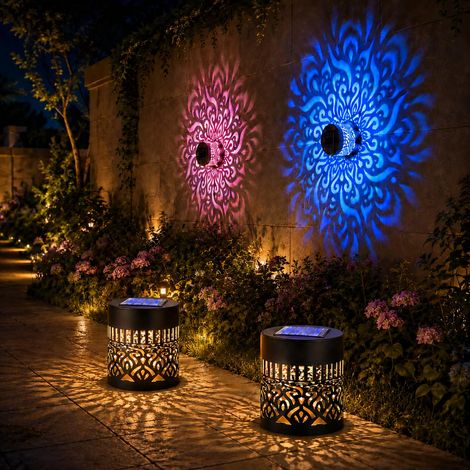 Lot de 2 lampes solaires décoratives à motif mandala, applique murale solaire (1/5)