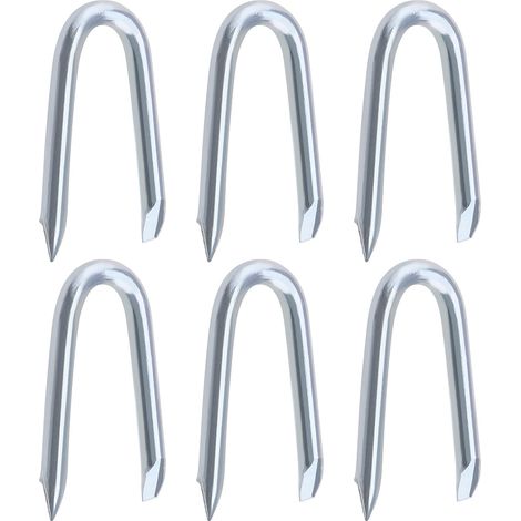 Lot de 200 clous de clôture en forme de U galvanisés pour filet, clous de fixation en U tranchants, accessoires pour clôture métallique (1/5)