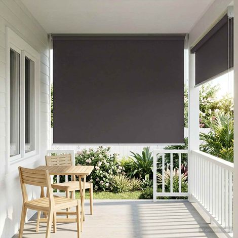 Store enrouleur extérieur et intérieur protection UV polyester anthracite 145 x 230 cm - PANGIVO (1/5)
