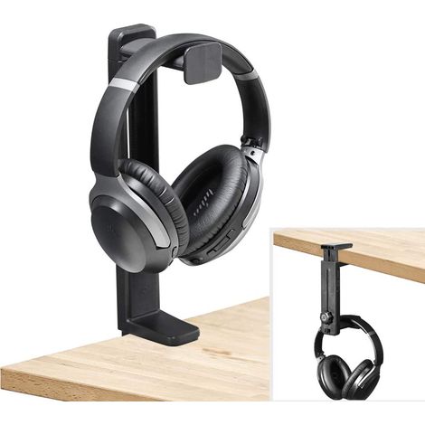 HS906 Support & Stand Casque 2 en 1, Dessus & Dessous Bureau Support, Casque de Jeu et Pince Réglable en Hauteur et Rotative (1/5)