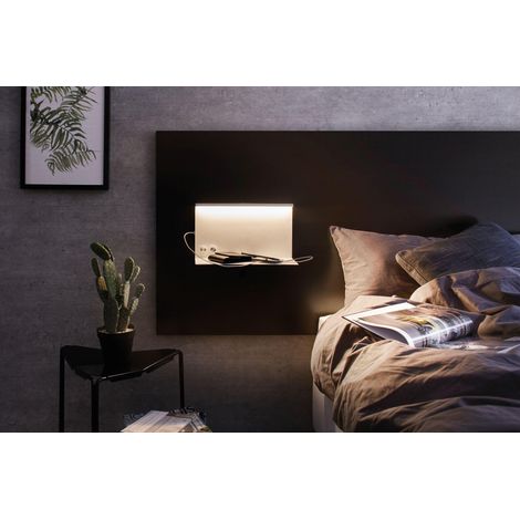 Applique LED Jarina avec étagère incl. 1x4,5 / 1x1,6 watts gradable Lampe de lecture murale Blanc Liseuse Métal lampe murale 3000 K (1/5)