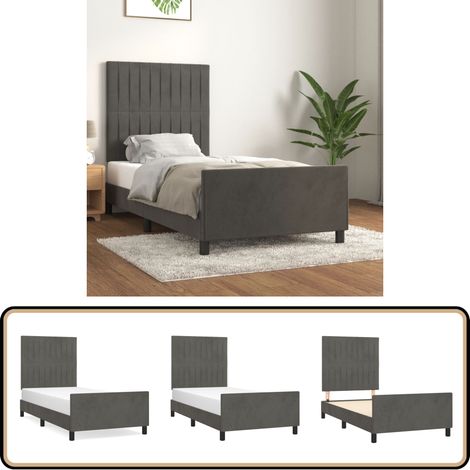 Cadre de lit sans matelas gris foncé 80x200 cm velours - Lit Plateforme - Lit Capitonné - Lit Design - Lit Moderne - Lit Double