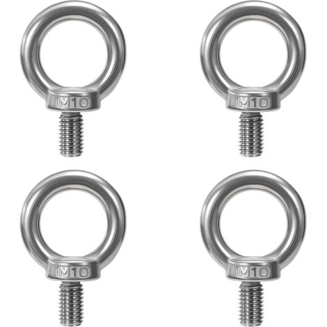 Boulons à Oeil M10 Anneau de Levage Boulon à œil Anneaux Filetage Vis en Acier Inoxydable 304 pour Fixer des Suspendus Relier 4 Pièces (1/5)