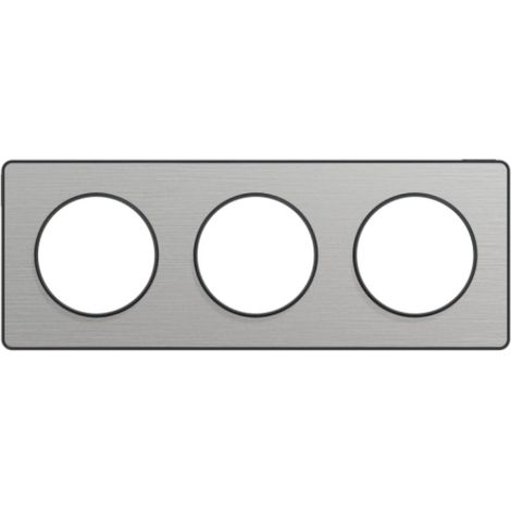 ODACE TOUCH, PLAQUE ALUMINIUM BROSSÉ LISERÉ ANTH. 3 POST. HORIZ./VERT. 71MM SCHNEIDER ELECTRIC S540806J (1/4)
