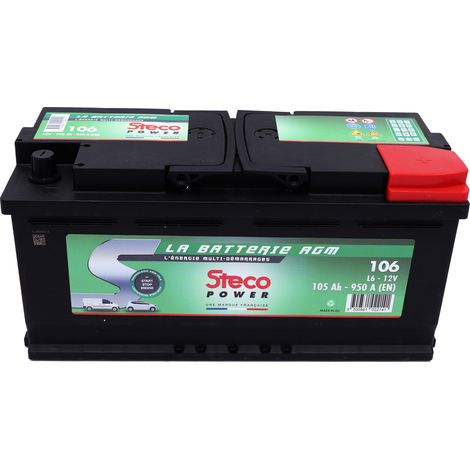 Batterie 12V 105Ah 950A 393x175x190 mm start&stop system + stecopower - 106