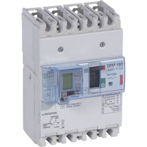 Disjoncteur magnétothermique différentiel DPX³160 pouvoir de coupure 36kA 400V - 4P - 16A - LEGRAND