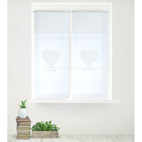 Home Collection TCCUO116/240 Tendina Coppia Cuore, Poliestere, Naturale, 60x240 cm, 2 Unità (1/2)