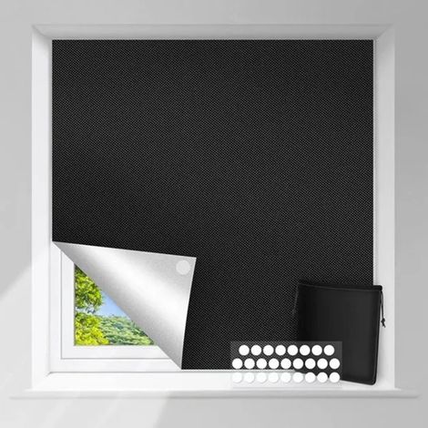 Rideau noir - un côté argenté et un côté noir (incluant une toile d'ombrage, un sac non tissé et de la viscose) - 150200