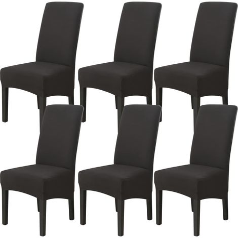 Set of 6 Dining Room Chair Covers (Black), Stretch Chair Covers Universal Large Chair Covers Washable, Easy to Clean for Dining Room Living Room Decor