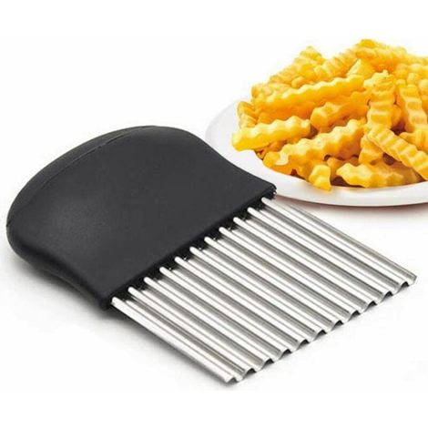 Coupe-frites ondulés multifonction en acier inoxydable pour légumes et oignons Noir (1/5)