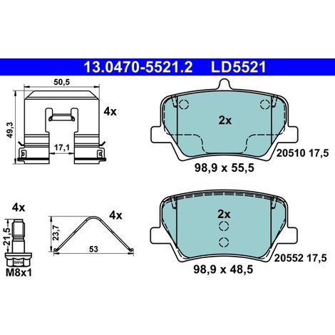 Kit de plaquettes de frein, frein à disque ATE 13.0470-5521.2 VOLVO 31471471