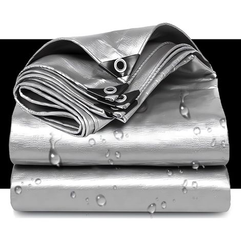 Bâche en Tissu Polyéthylène avec Œillets - 1Mx1M Gris 0,32 mm 180 g/m² Protection Imperméable pour Camion, Piscine, Bois, Meubles de Jardin (1/5)