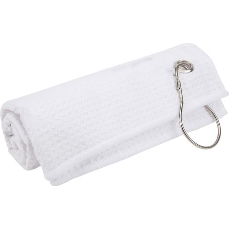 Serviette de sport en microfibre pour nettoyer clubs et balles de golf, avec clip, couleur blanche (1/5)
