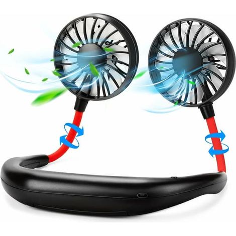 Ventilateur de cou portable (noir) - Lot de 2 - 2000 mAh (1/5)