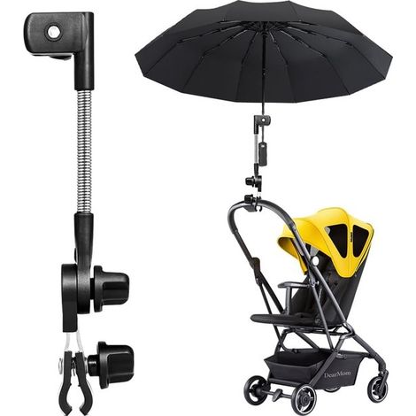Universelle, verstellbare Sonnenschirmhalterung – Schirmklemme für Buggy, Kinderwagen, Rollator, Golfwagen und Strandstuhl