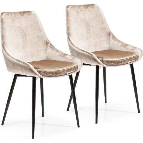 Kare Design sedia East Side (2/Set), beige, 83x57x48cm, altezza di seduta 48cm, velluto, sala da pranzo (1/4)